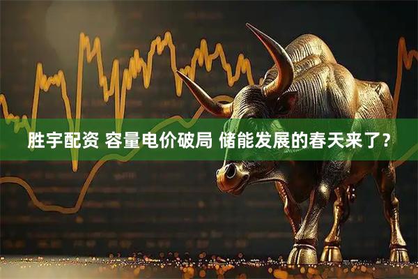 胜宇配资 容量电价破局 储能发展的春天来了？